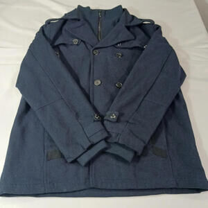 Vintage Red Camel Men's Blue Wool Blend Pockets Jacket Coat Size Large